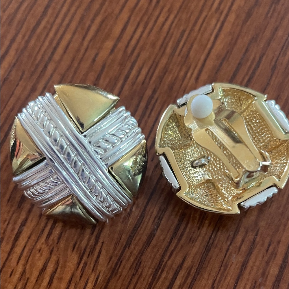 Elegant retro  Gold and Silver Clip-On Earrings